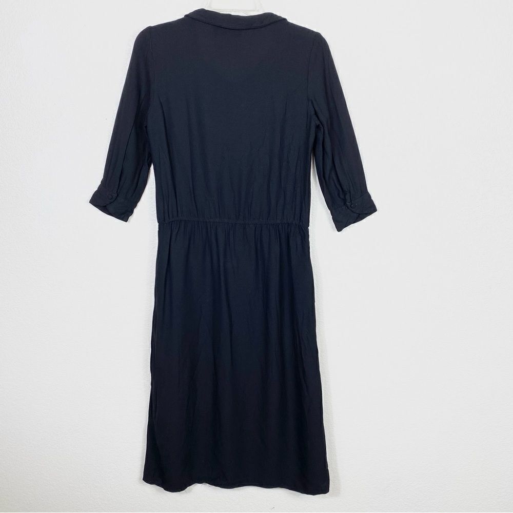Vintage Diane Von Furstenberg Black Collared Midi Dress - Picture 2 of 6